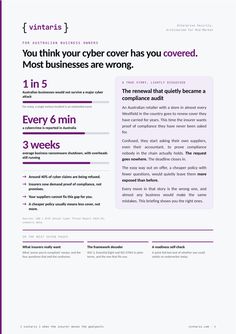 Cover of the Vintaris briefing: When the Insurer Moves the Goalposts